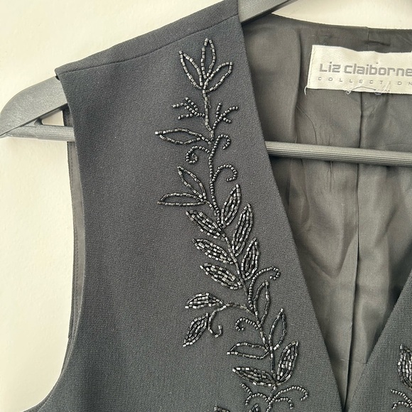 Vintage Liz Clairborne beaded vest black - Picture 2 of 10